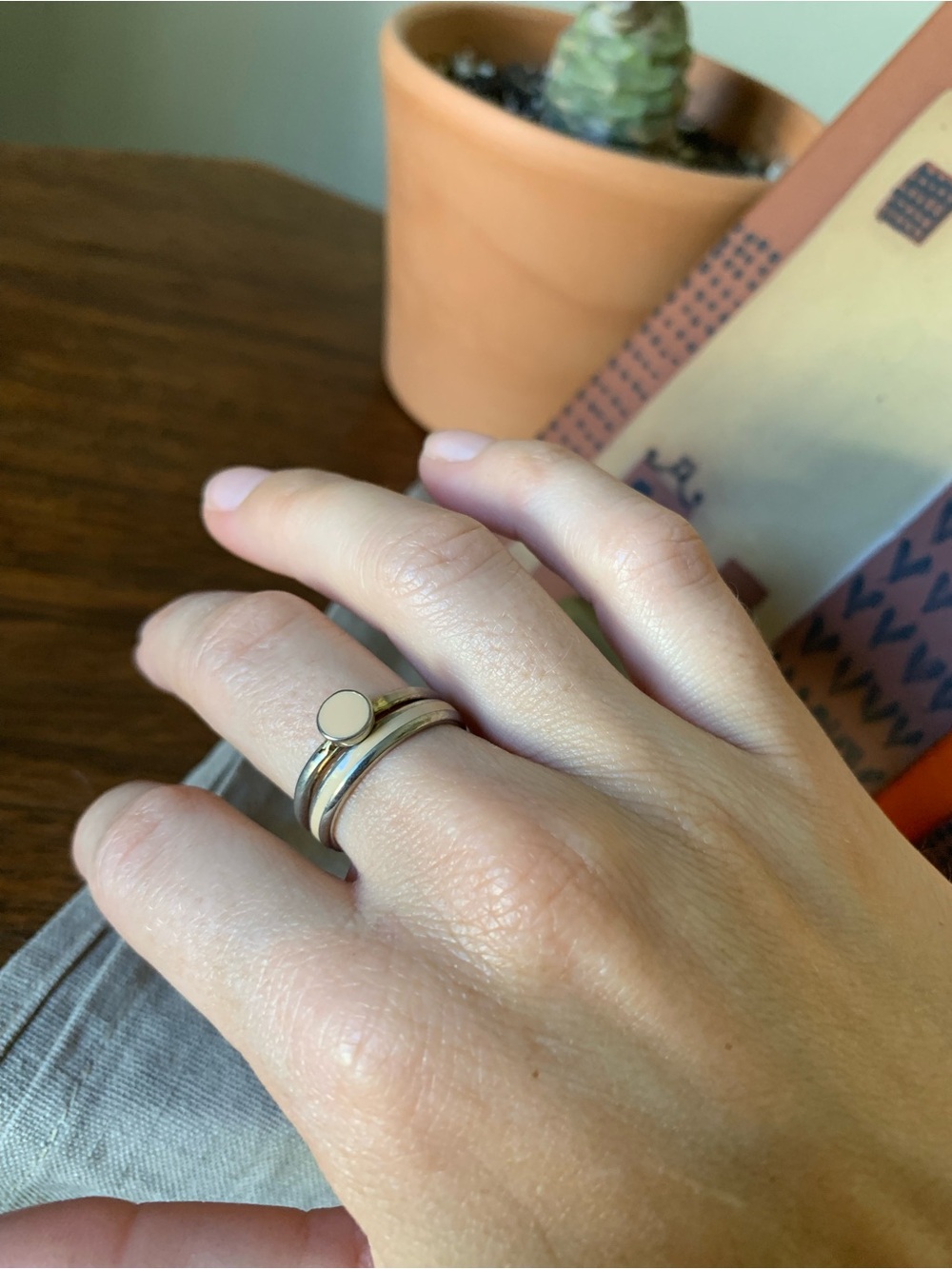 Stacking Rings in Silver & Peach - Picture 2 of 5